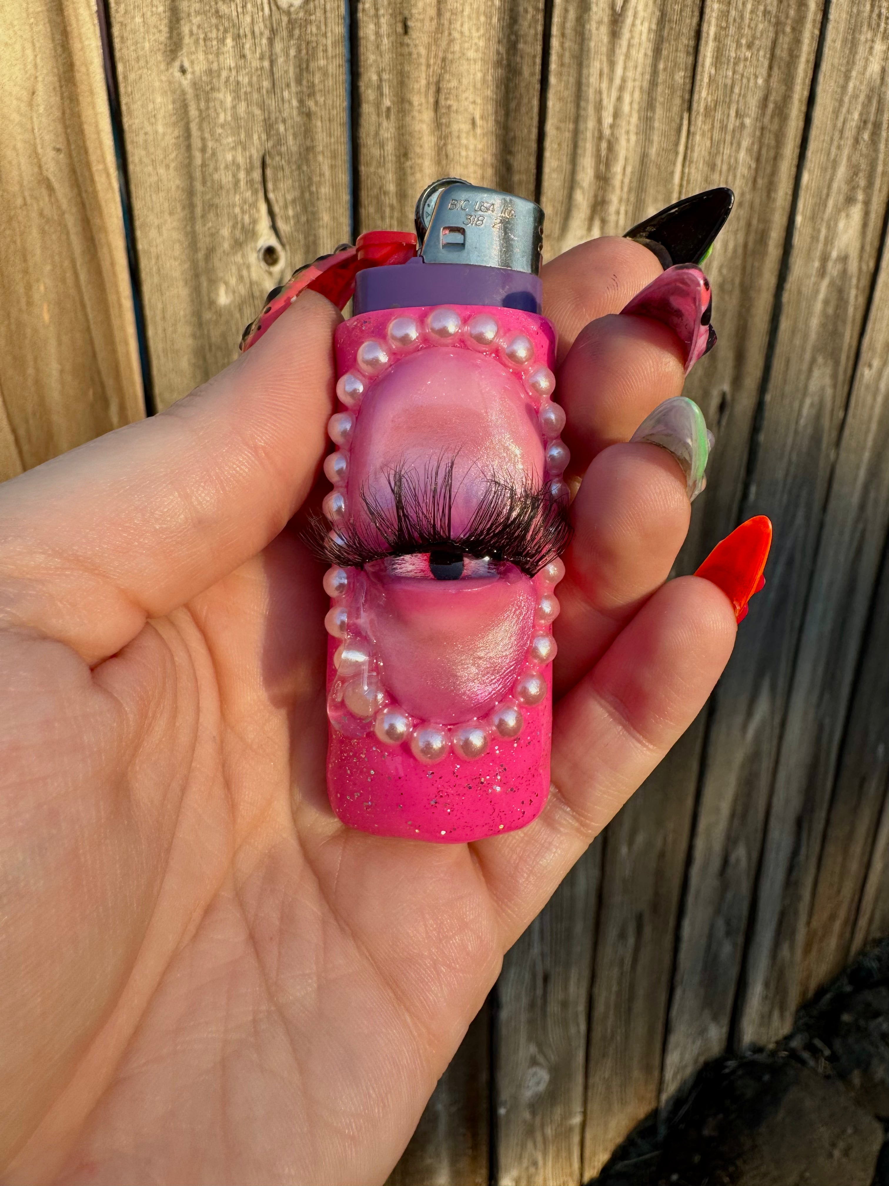 Pink Pearls Cry Baby Lighter Sleeve