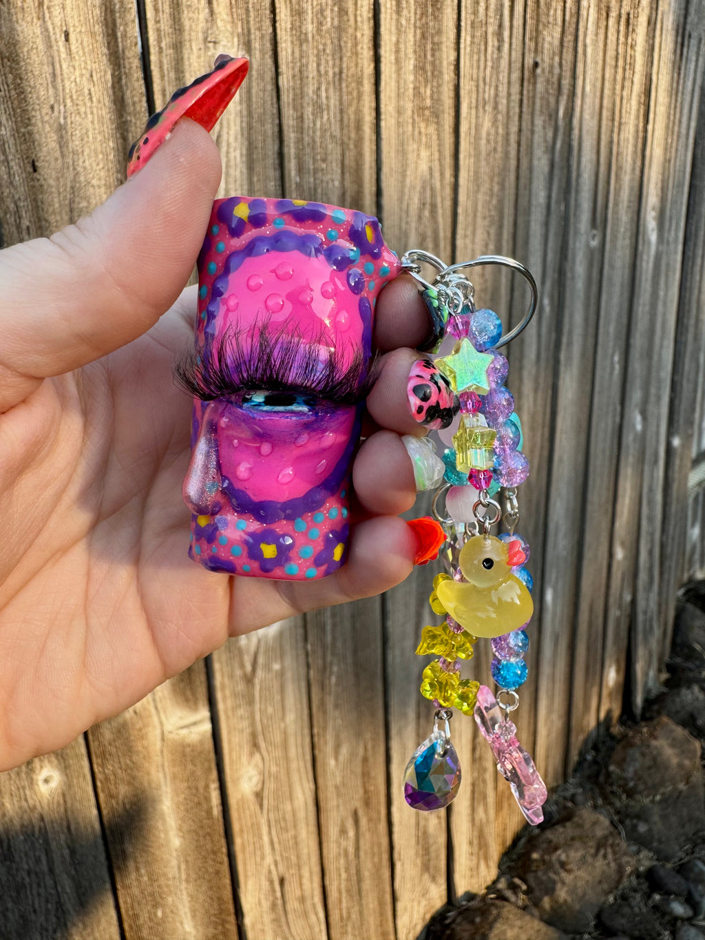 Pink Cry Baby Lighter Sleeve Bag Charm