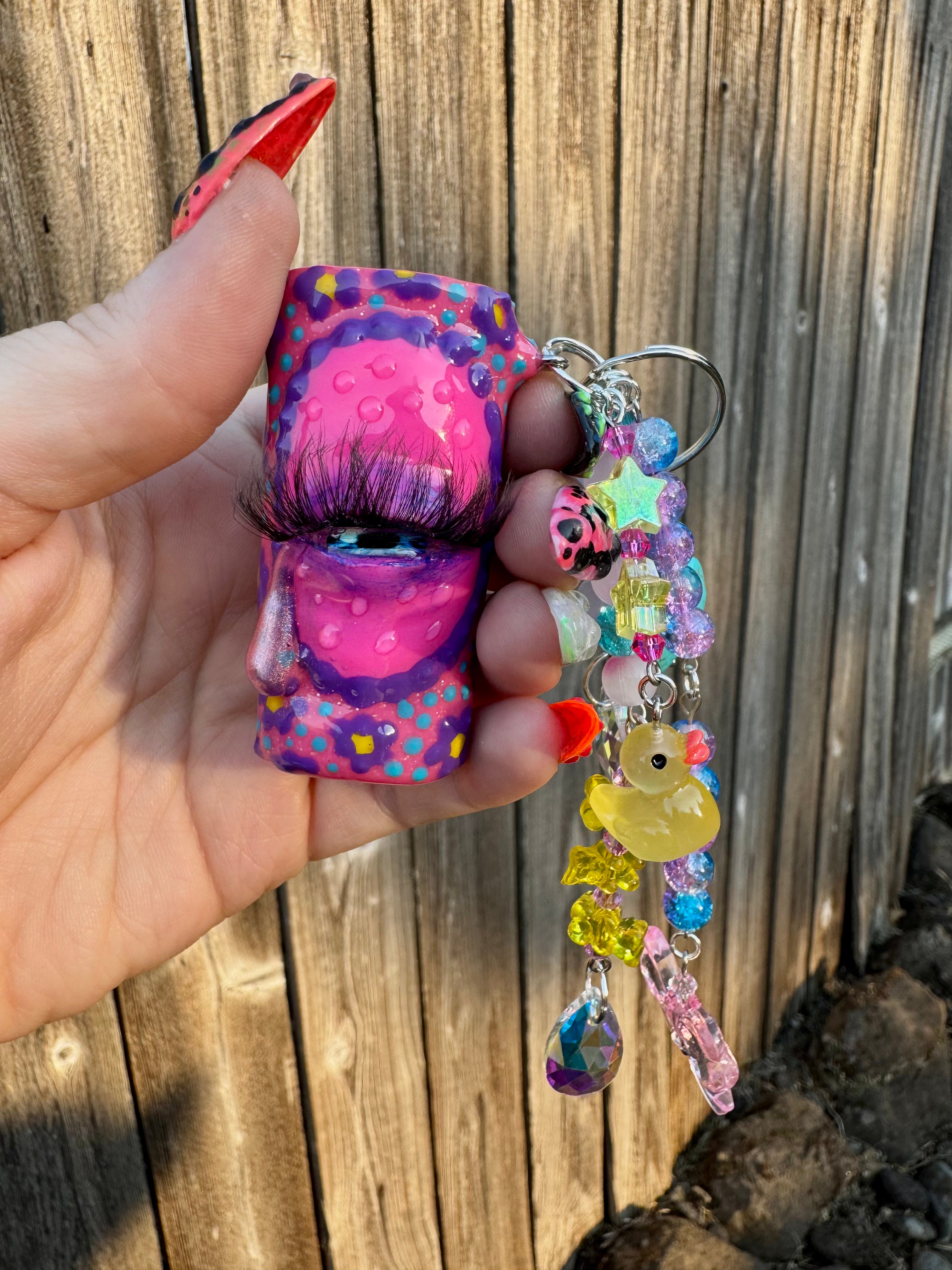 Pink Cry Baby Lighter Sleeve Bag Charm
